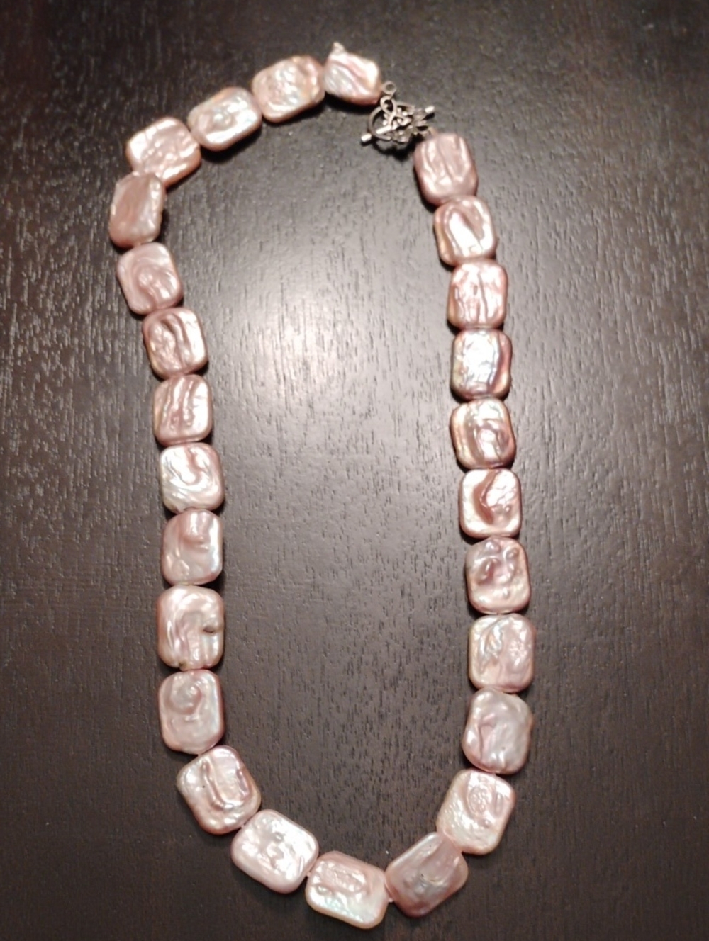 Freshwater Pink Pearl Rectangle Necklace